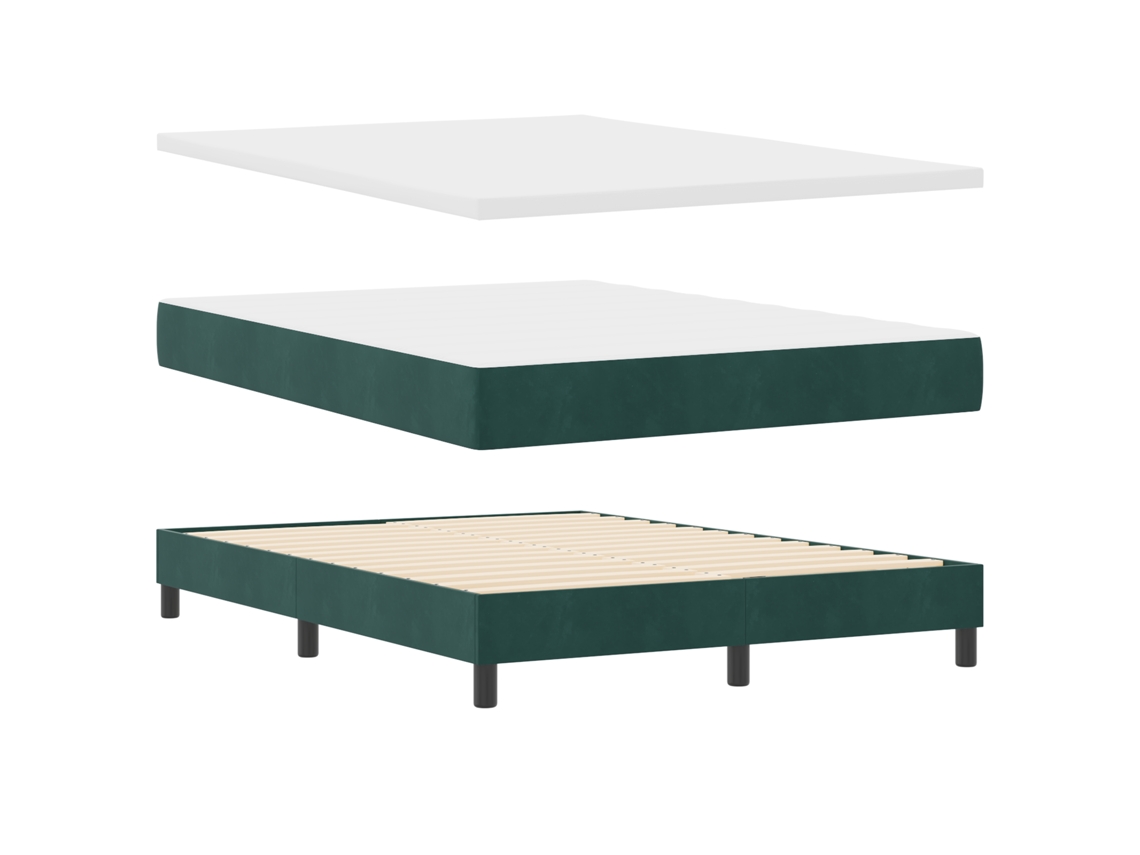 Conjunto 1 Cama Box Vidaxl Verde Veludo (200 X 140 Cm)