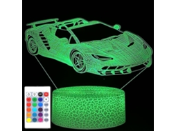Luminria Noturna Carro Esportivo Para Meninos, Lmpada De Iluso Ptica 3d De Carro De Corrida, Com Controle Remoto E Toque Intel Aquaforge