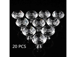 20 Puxadores de Porta de Cristal 30mm | S/MARCA
