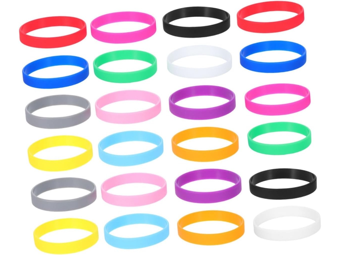 Conjunto de 48 pulseiras de silicone Housoutil, duráveis e adequadas para eventos esportivos, festas e uso adulto.