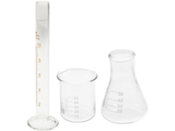 Kit Científico De 3 Peças: Béquer De Vidro, Proveta Graduada E Erlenmeyer.