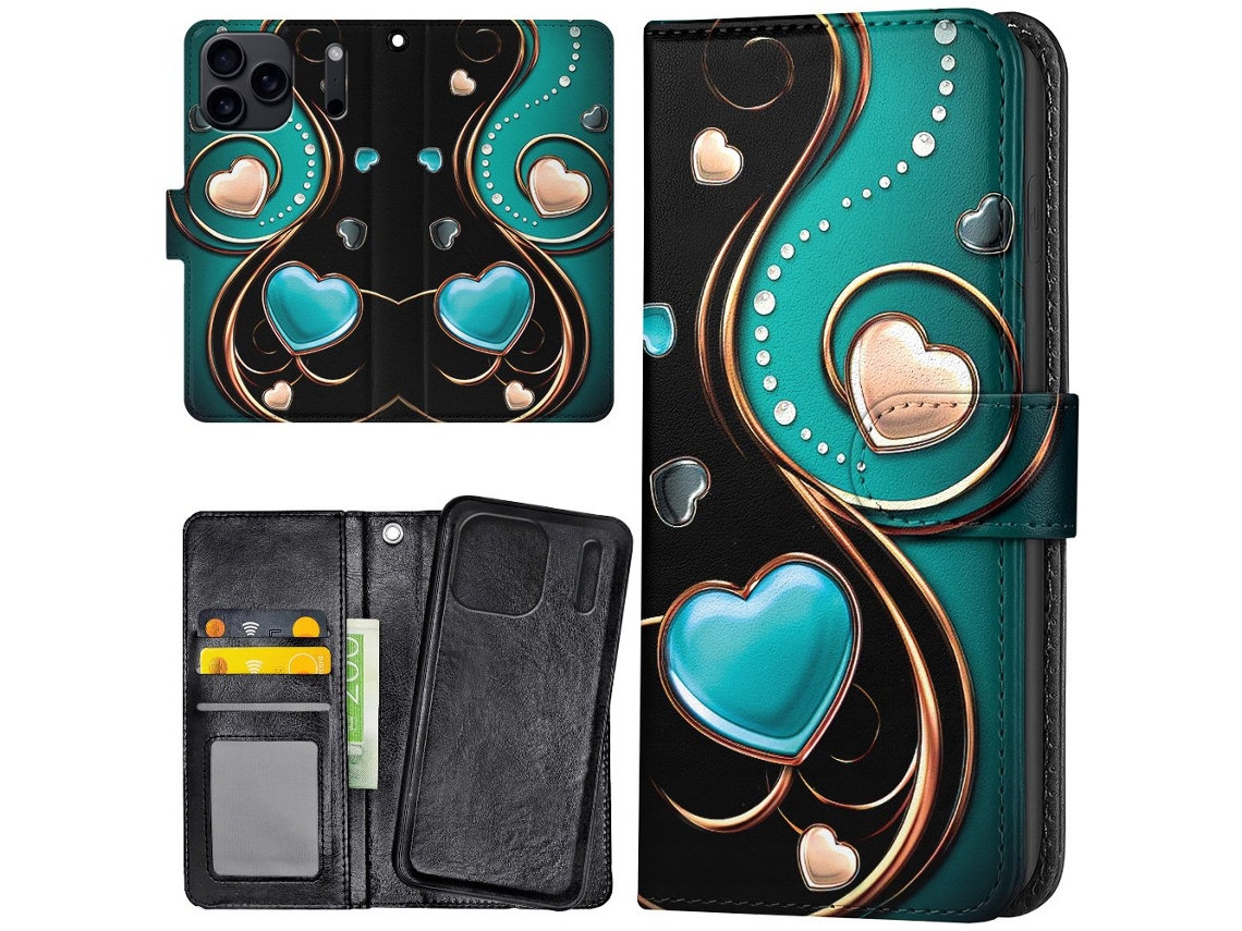 Capa Carteira Para Iphone 17 Pro/capa Com Corações