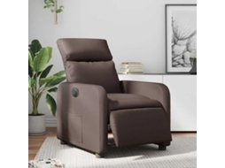 Vidaxl Poltrona Reclinável Elétrica Couro Artificial Castanho
