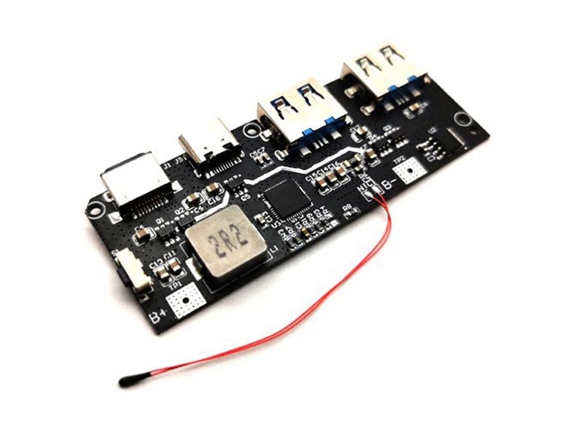 Duals Usb Tipo C 5v 4,5a 22,5w Powerbank Móvel Módulo De Carregamento 18650 Qc4.0 Qc3.0 Led Com Proteção De Temperatura Ntc Aquaforge