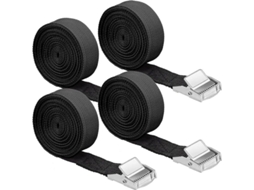 Cintas De Amarração Pretas 2, 5 X 250 Cm, Com Fivela Ajustável, Para Suportes De Bicicletas, Motocicletas E Carros(pretas)