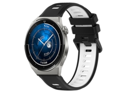 Bracelete de Smartwatch para Huawei Watch GT3 Pro 43mm 20mm Pulseira desportiva de silicone de duas cores (preto + branco)