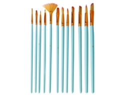 Set De 12 Pincéis Para Artistas Variegados Para Tinta Acrílica, Água, Gouache, Óleo, Pintura Artesanal - Azul