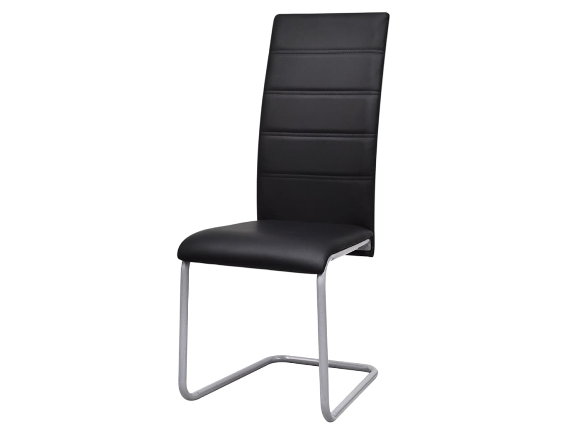 Cadeiras de jantar cantilever 6 Pcs couro artificial preto MAISON EXCLUSIVE