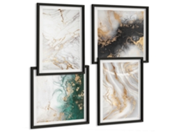 Quadros Decorativos Para Parede Retratos De Cavalos Em Tons De Pelo Moldura Preta Quadros Para O Escritório Espelharte (conjunto De 4 Imagens)