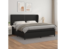 Vidaxl Cama Com Molas/colchão 200x200 Cm Couro Artificial Preto