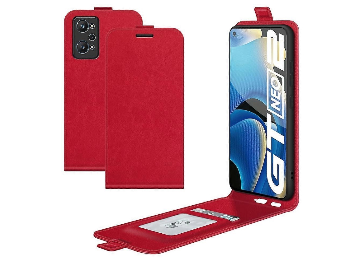 Capa Protetora De Couro Com Flip Vertical E Textura Única Para Oppo Realme Gt Neo2 R64 Com Compartimentos Para Cartões E Porta-retratos