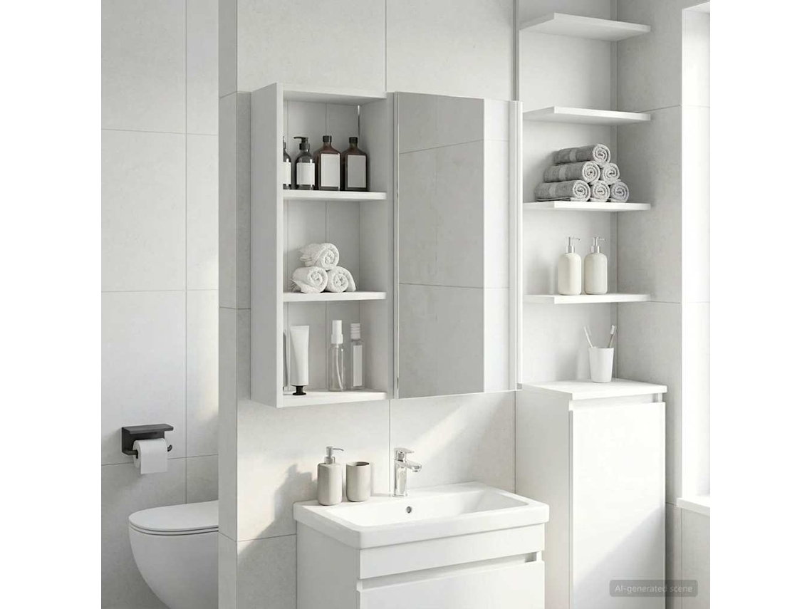 Vidaxl Armário De Parede Para Banheiro Branco 30 X 14 X 70 Cm