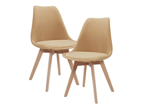 Conjunto De 2 Cadeiras De Jantar Fläten Veludo Cotelê E Pernas De Faia 82x49x54cm Amarelo En.casa