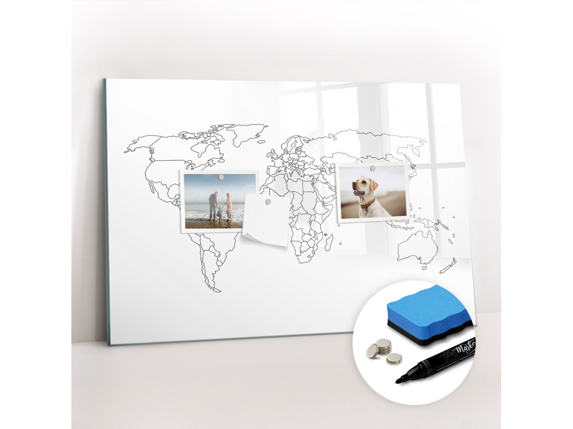 Quadro Magnético De Parede Contorno Do Mapa-múndi Para O Quarto Das Crianças Espelharte (60x40 Cm)