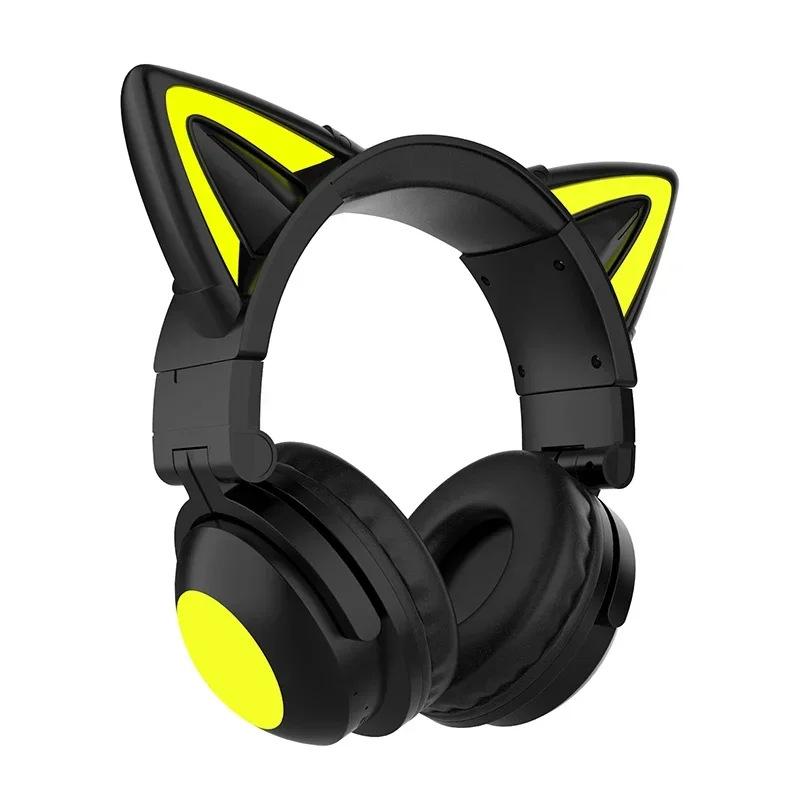 Fones de Ouvido Sem Fio com Orelhas de Gato em Led MDUG (preto)