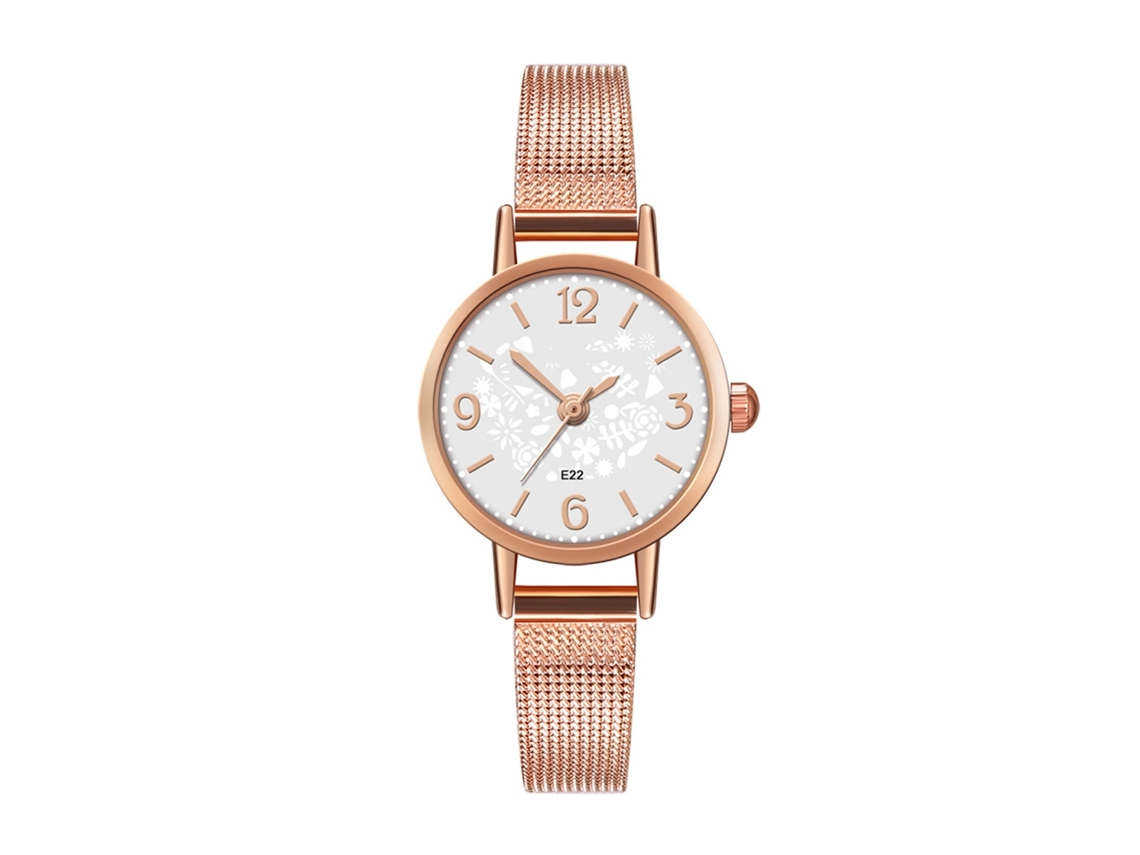 Relógio de Pulso de Moda Casual Simples Pulseira de Malha Quartzo Branco E22 w