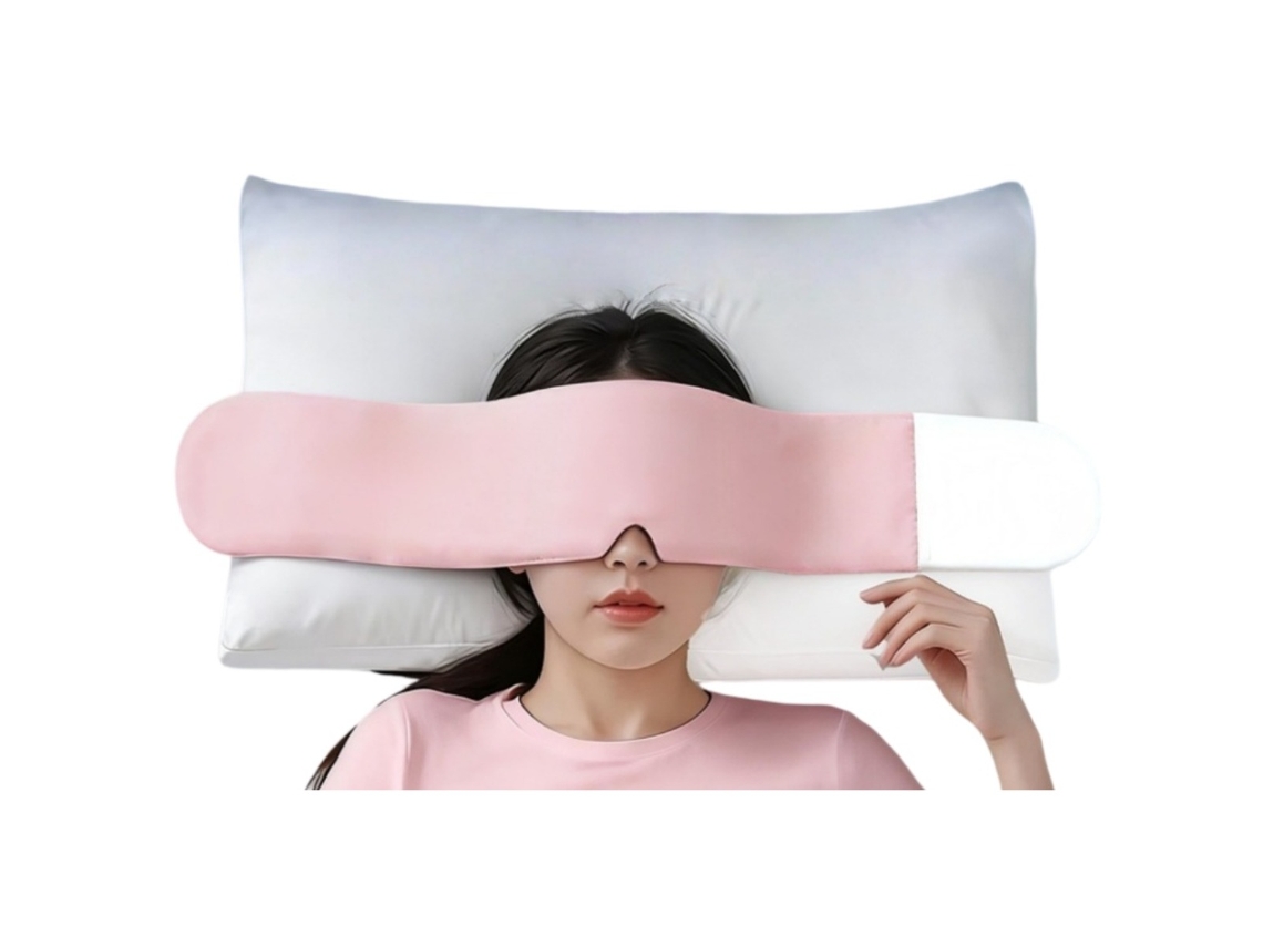 Máscara Pesada para Sono Dupla Face em Pelúcia e Superfície Seda Fria, Design Alargado de Cobertura Total, Máscara de Gravidade Pink INF