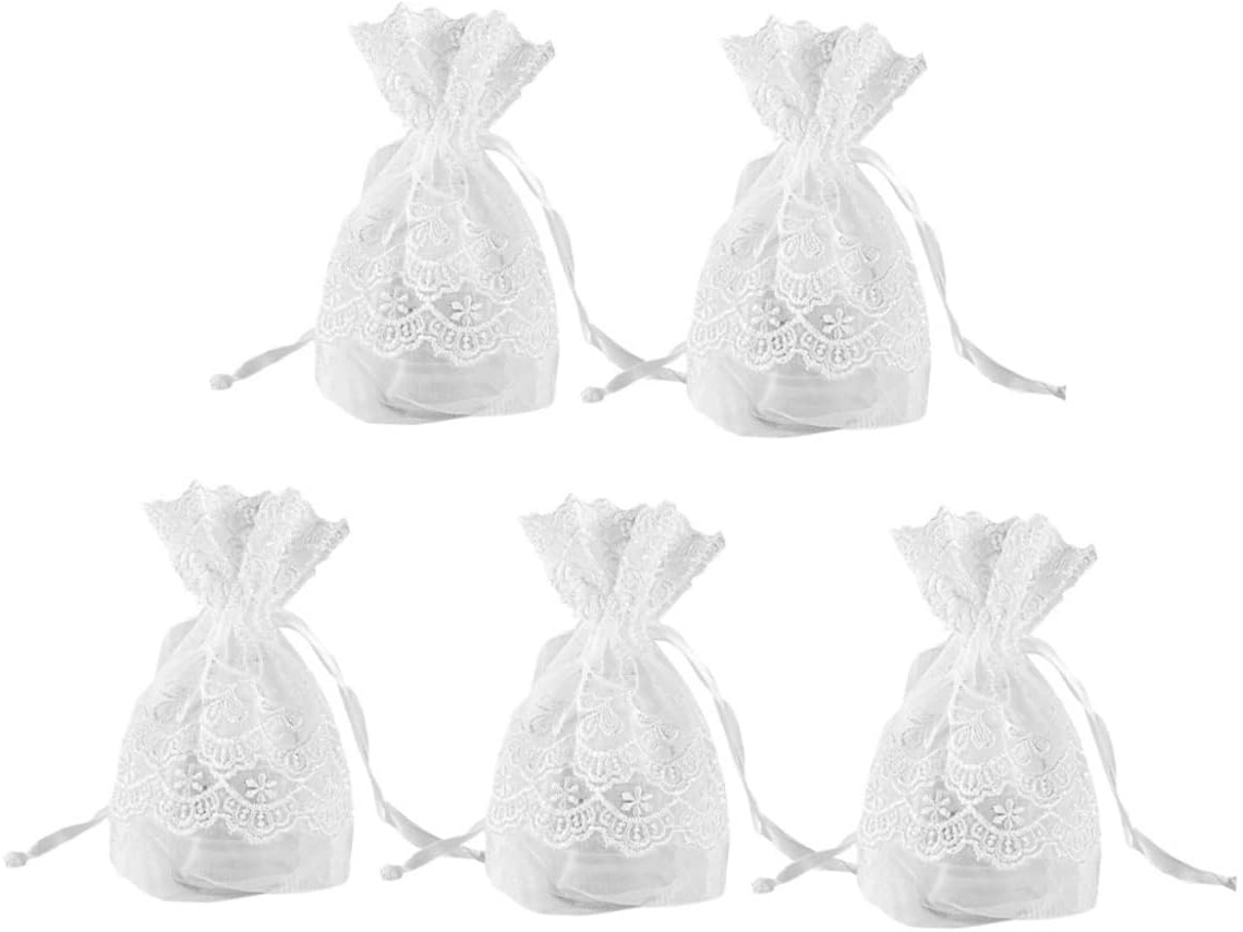 Nuobesty De 10 Saquinhos Para Joias Em Organza Transparente Com Fecho De Cordão De Renda