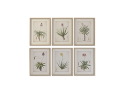 Pintura Home Esprit Verde Bege Palmeiras Tropical 30 X 2 X 40 Cm (6 Unidades)