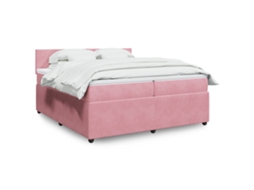 Vidaxl Cama Com Molas/colchão 200x200 Cm Veludo Rosa