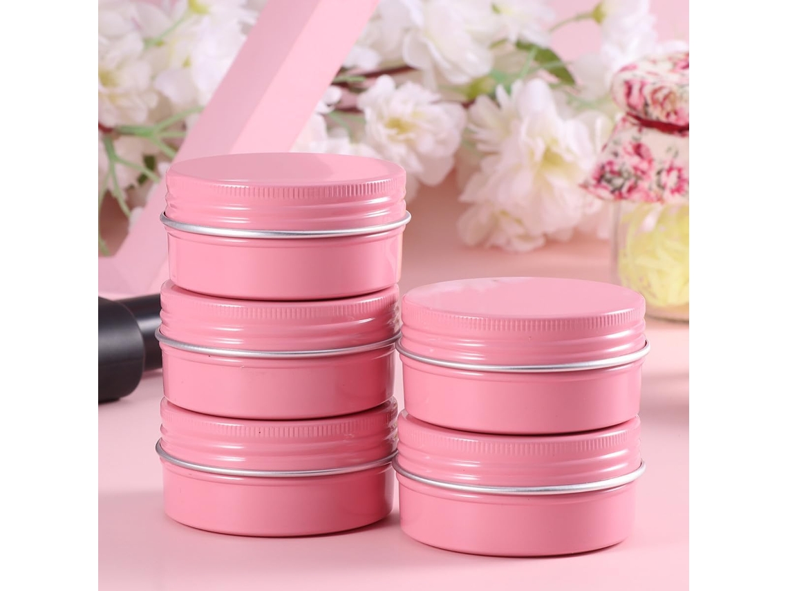 Caixa De Creme De Viagem Mini Rosa Em Alumínio