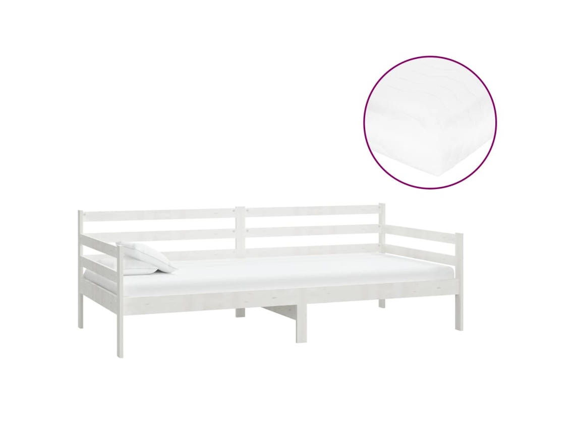 Sofá cama com Colchão 90x200 Cm Pinho Maciço Branco MAISON EXCLUSIVE