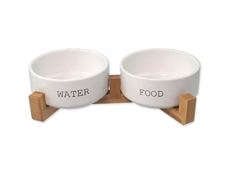 Comedouro para cães branco de 850 ml com suporte