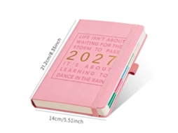 Agenda 2027 Com Etiquetas Mensais E Capa Dura Em Pele Sintética Rosa Panoona