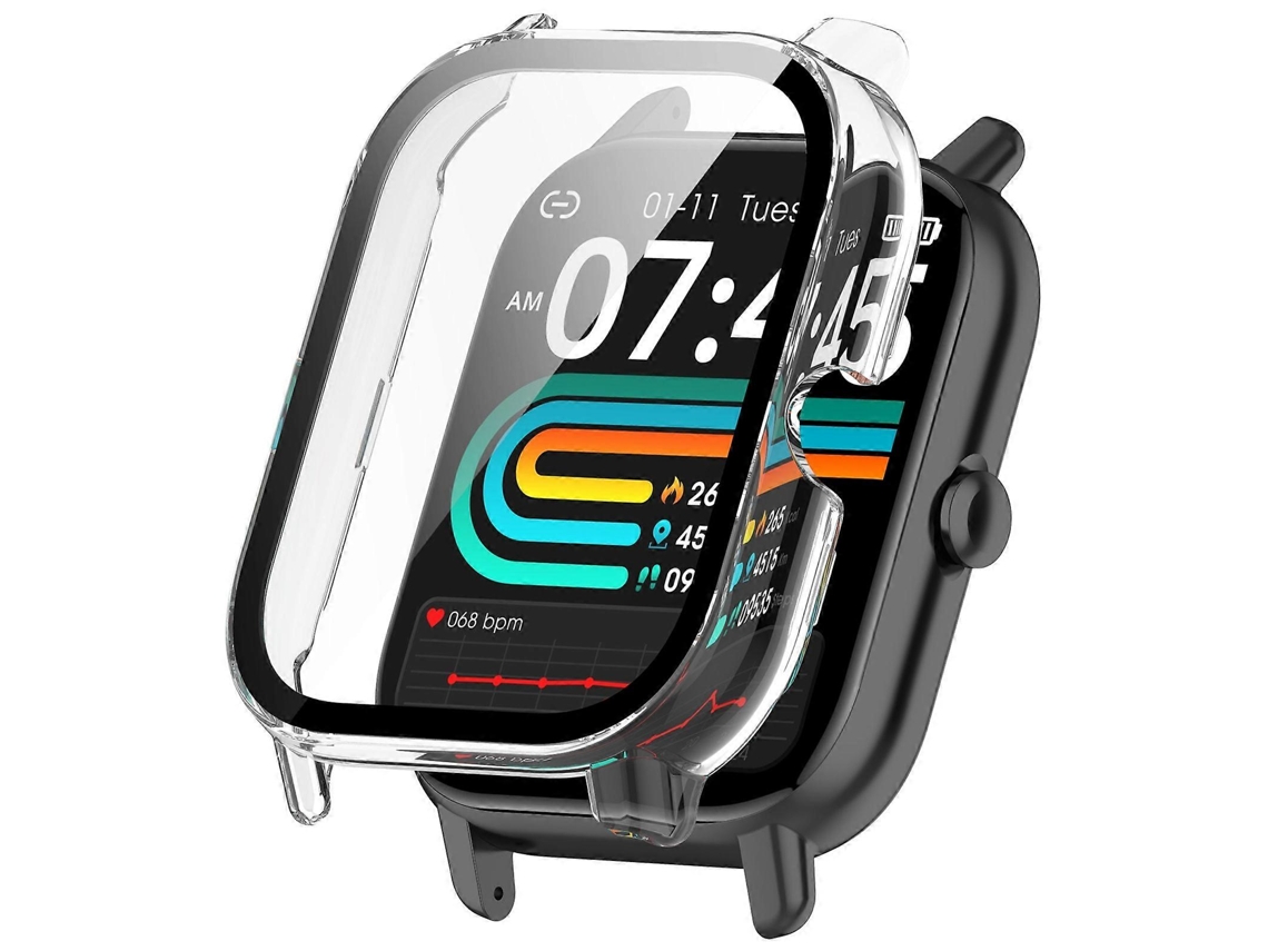 Capa Protetora Integrada Para Relógios P66/p66d/p66ed De 1,85 Polegadas, Em Policarbonato Com Película De Vidro Temperado.