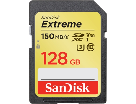 Cartão de Memória SDXC SANDISK Extreme (128 GB - 150 MB/s - Class10)