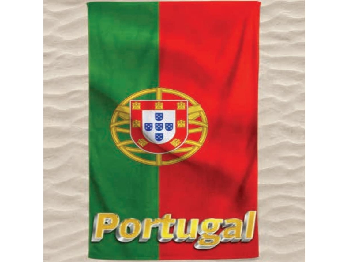 Toalha De Praia Microfibra Bandeira Portugal Letras Amarelas 3d