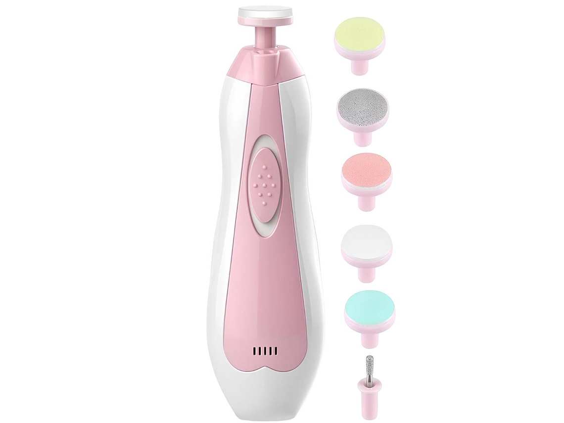 Conjunto De Manicure Elétrica Rotativa Para Bebê Com Led E 6 Pontas