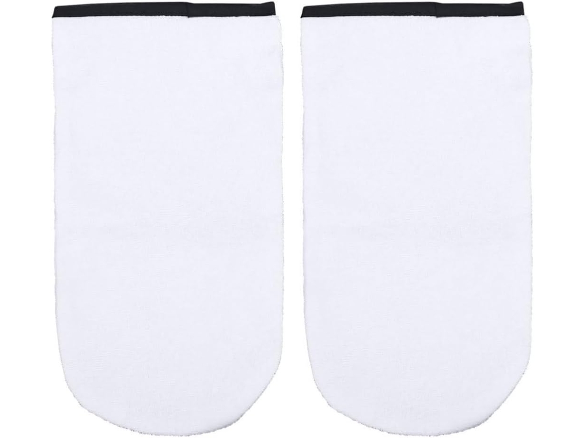 Luvas de algodão branco para cuidados com a pele, ideais para banho de parafina e hidratação.