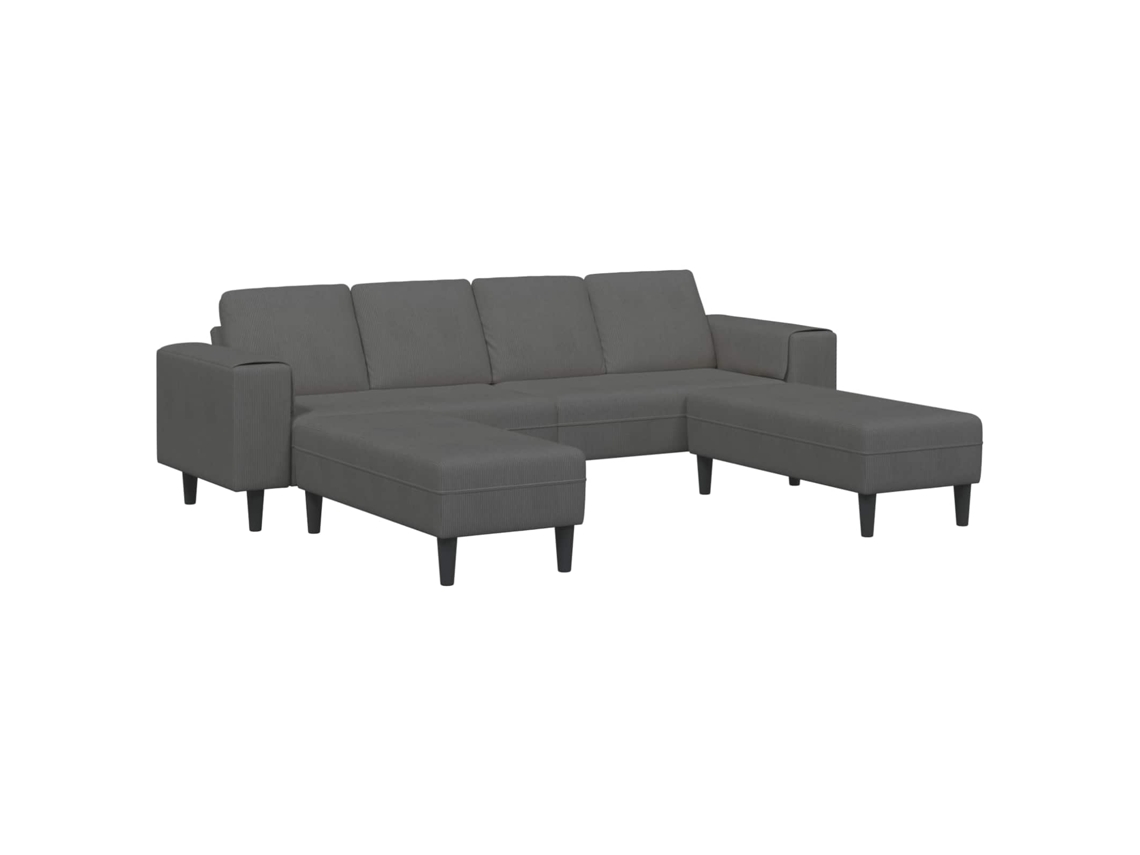 Sofá Cinza Escuro 250 X 188 X 76 Cm Tecido de Veludo Cotele SYFAX