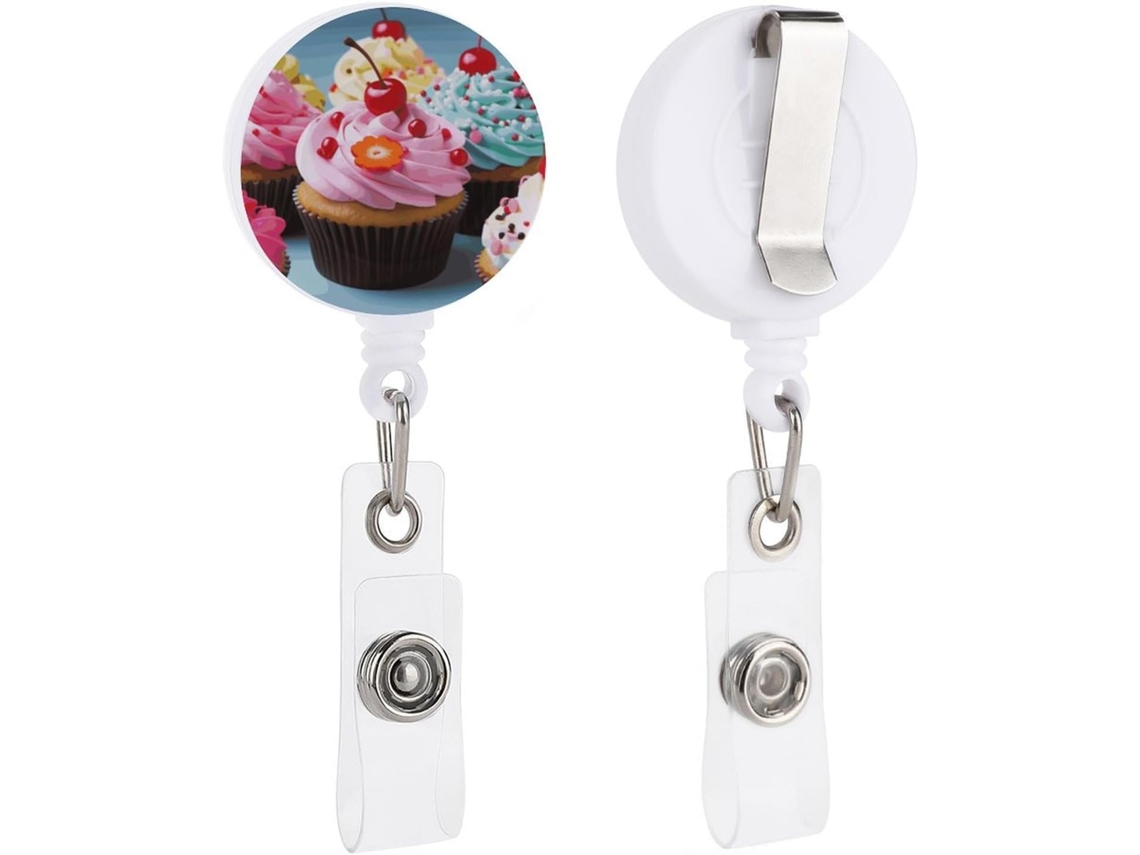 Porta Crachás Retráteis Em Formato De Cupcake, Porta Crachás Divertidos Enfermeiras Com Clipe, Porta Cartão De