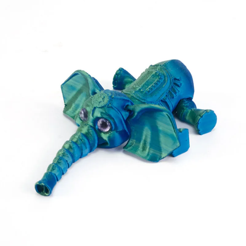 Lindo Brinquedo de Elefante em Forma de Desenho Animado Impresso em 3d com Membros Articulados. MDUG