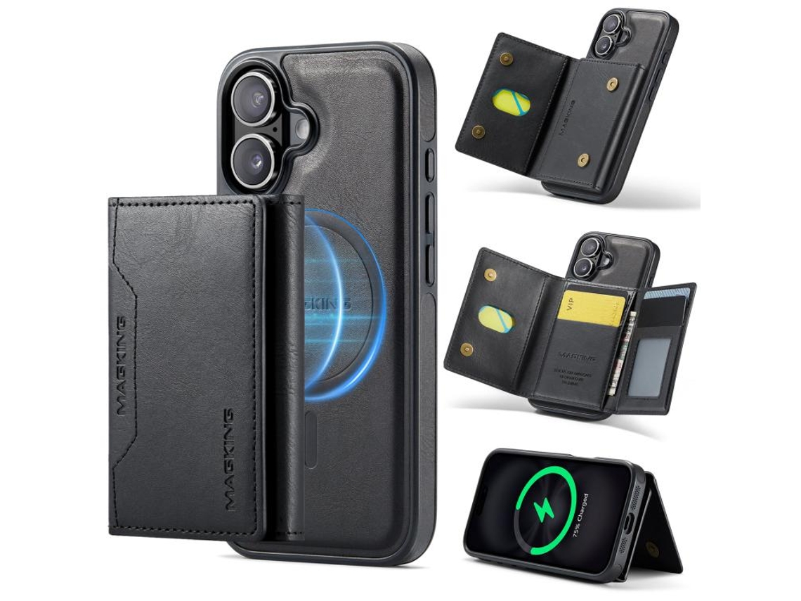 Capa Para Iphone 17 Com Compartimento Removível Para Cartão Rfid Magsafe Da Série Magking K2.