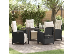 Vidaxl Conjunto de Jantar para Jardim com Almofada 5 Pcs Preto Vime Pe