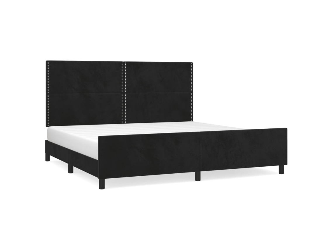 Bed Frame With Headboard, Bed Frames With Headboards Vidaxl Preto Veludo (200 X 200 Cm)