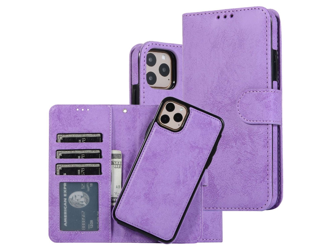 Capa Para Iphone 14 Pro Max Pele Sintética Anti-riscos Magnética Roxo