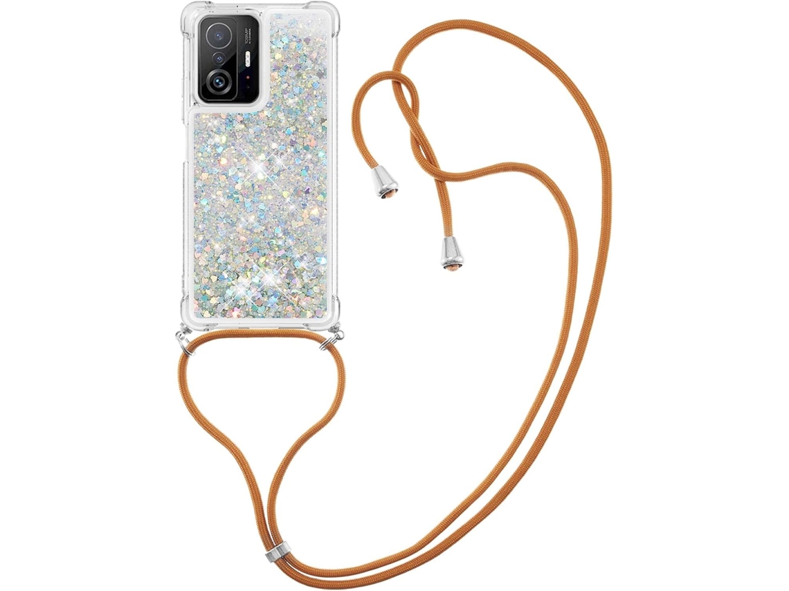 Correia Colar Brilhante Líquida para Xiaomi Xiaomi 11T/11T Pro HONGWE. Pele Sintética Transparente