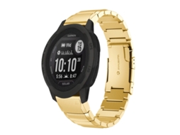 Pulseira para Garmin Instinct 2 Solar - Aço Inoxidável - Estampa de Capacete Tartaruga (22mm) Dourada