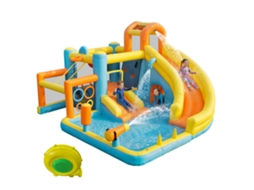 Parque Aquático Inflável Infantil com Escorregador, Piscina e Pula pula, para Jardim. Inclui Soprador. Mede 430x390x210cm.