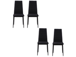 Conjunto Poltronas Tecido Estofadas Metal Moderna Sala Jantar Cozinha 4 Preto