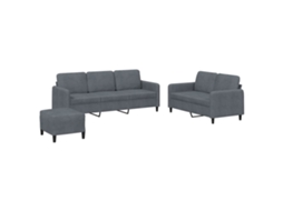 Conjunto 3 De Sofás Veludo Vidaxl Cinzento-escuro