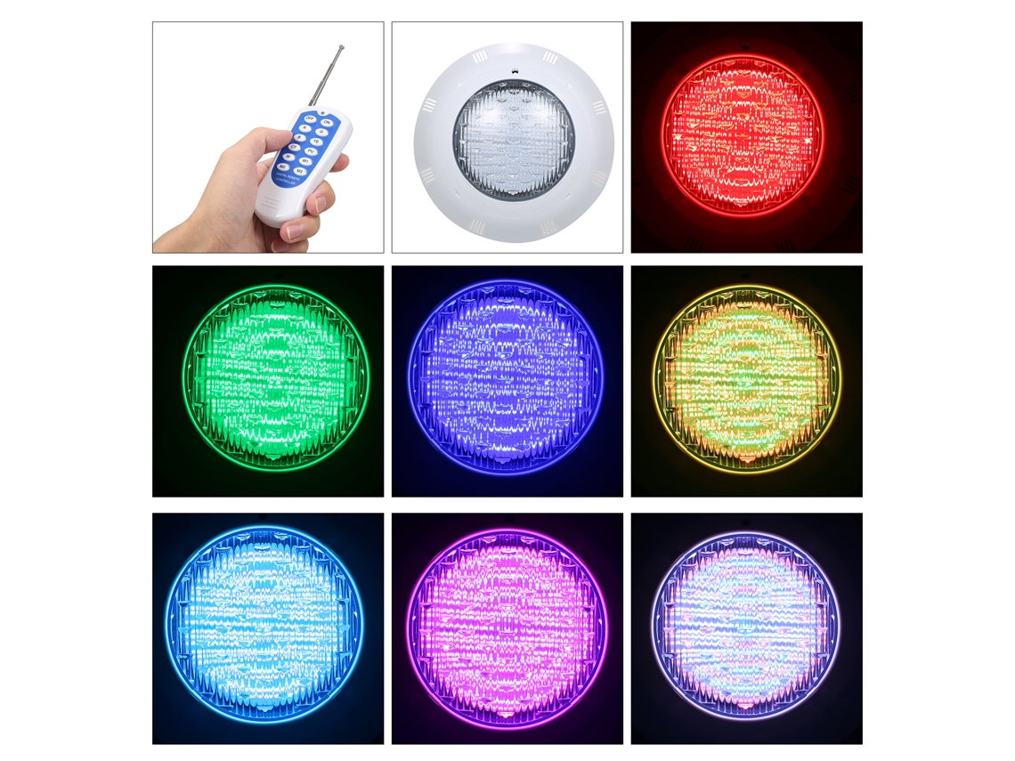 Lâmpada Subaquática Led Rgb 12v 45w Ip68 Controle Remoto 7 Cores