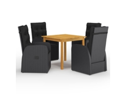 Vidaxl 5 Pcs Conjunto De Jantar Para Jardim Preto