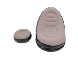 Poltrona de Sofa Inflável com Reposapiés Macia Flock Soft Design Ergonômico para Sala Estar Camping Viagem | S/MARCA