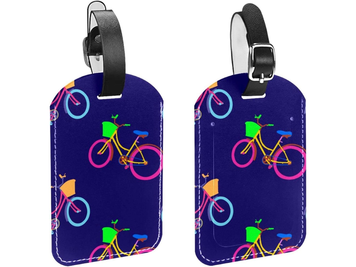 Conjunto De 2 Etiquetas Bagagem Bicicleta Em Couro Pu Proteção Da Privacidade