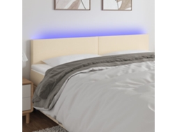 Cabecero con luces LED, tela, 180x5x78/88 cm, color crema